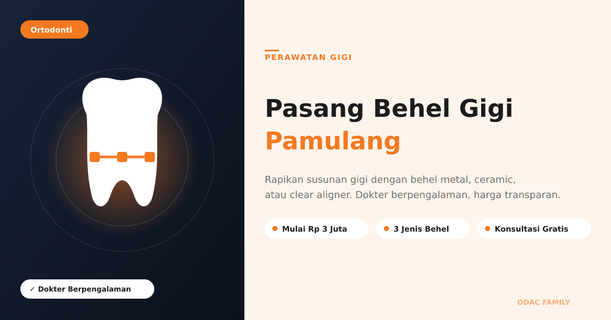 Pasang Behel Gigi Pamulang: Harga & Jenis di ODAC Family