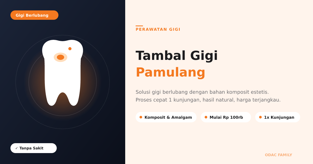 Tambal Gigi Pamulang di ODAC Family: Jenis, Prosedur & Harga